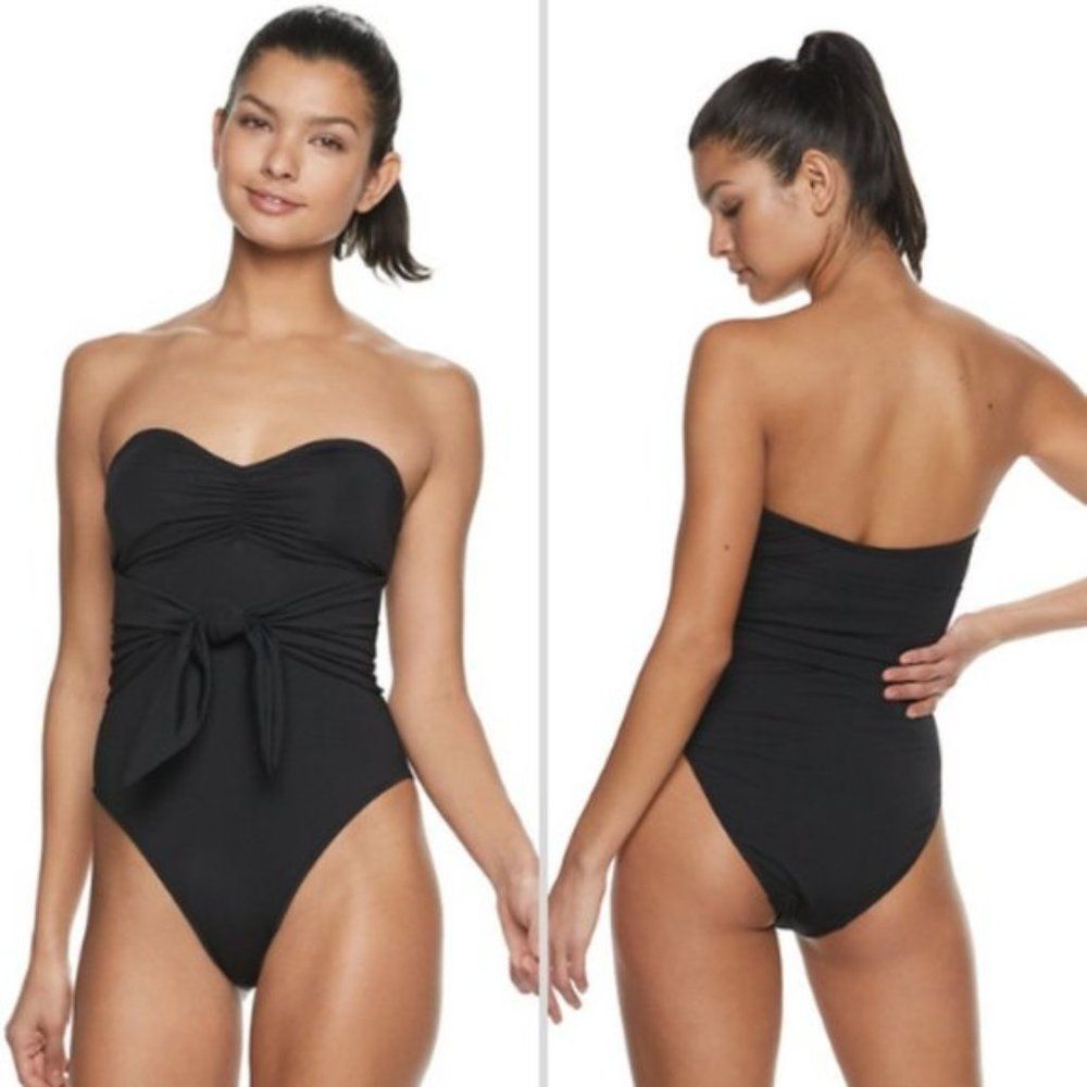 NWT WeWoreWhat Bandeau Tie-Front One-Piece Swimsuit | XS